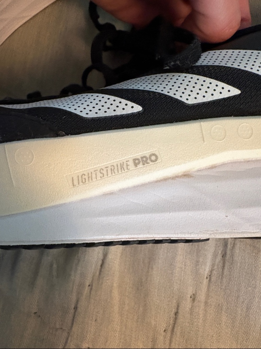 adidas Men's Black, White and Cream Adizero Boston 19 Running Shoes, 11.5 - Picture 4 of 11